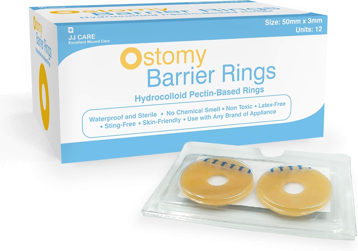 [Pack of 12] Ostomy Barrier Ring, 50mm Diameter No Leak Barrier Extenders for Ostomy Bag, Colostomy Bags Elastic Rings, Barrier Rings for Stoma, Ostomy Supplies, LatexFree, Waterproof & Moldable: Health & Personal Care
