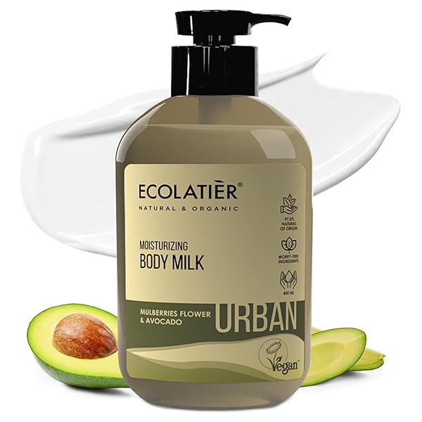 ECOLATIÈR MOISTURIZING BODY MILK – HYDRATING BODY LOTION FOR DRY SKIN, 97.5% NATURAL, VEGAN CERTIFIED WITH MULBERRY & AVOCADO OIL, LIGHTWEIGHT & NON-GREASY FORMULA FOR WOMEN & MEN – 13.5 FL OZ