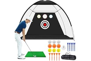 Golf Practice Net 10x7 ft Golf Nets for Backyard Driving with Mat Impact Target Balls Tees Carry Bag All in 1 for Indoor Outd