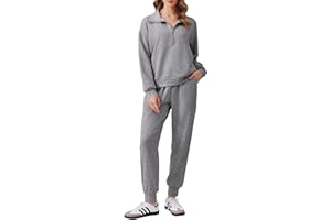 PINSPARK 2 Piece Sets for Women 2024 Fall Travel Outfits Long Sleeve Tracksuit Joggers Sets Half Zip Sweatsuit Matching Set