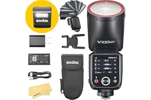 Godox V100 V100S Camera Flash for Sony Flash Speedlight Speedlite,100Ws 2.4G TTL1/8000 HSS,400 Full Power Flashes,7.2V/2980mAh Li-ion Battery,1.7s Recycle Time,10 Levels LED Modeling Lamp(USA Version)