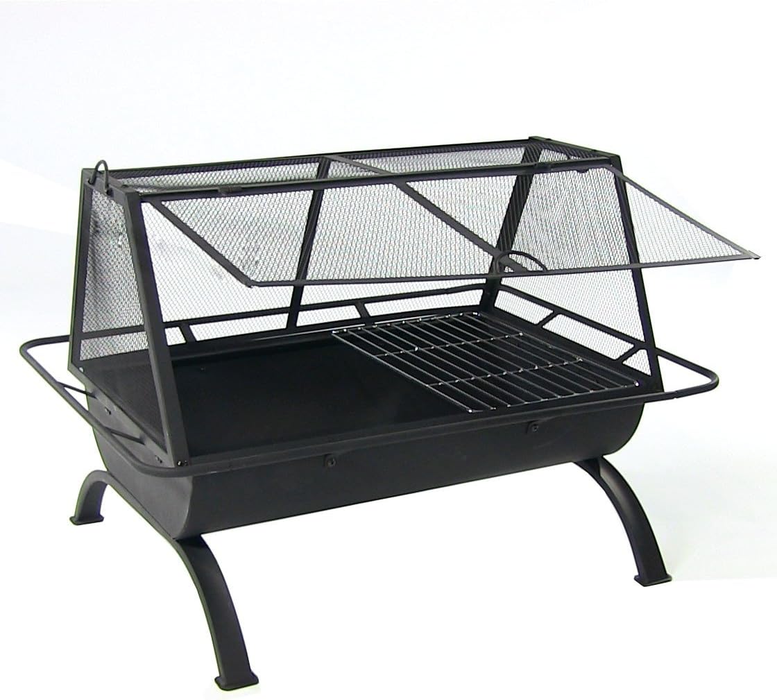 Sunnydaze Northland Outdoor Fire Pit - 36 Inch Large Wood Burning Patio & Backyard Firepit for Outside with Cooking BBQ Grill Grate, Spark Screen, Fireplace Poker, and Waterproof Cover : Garden & Outdoor