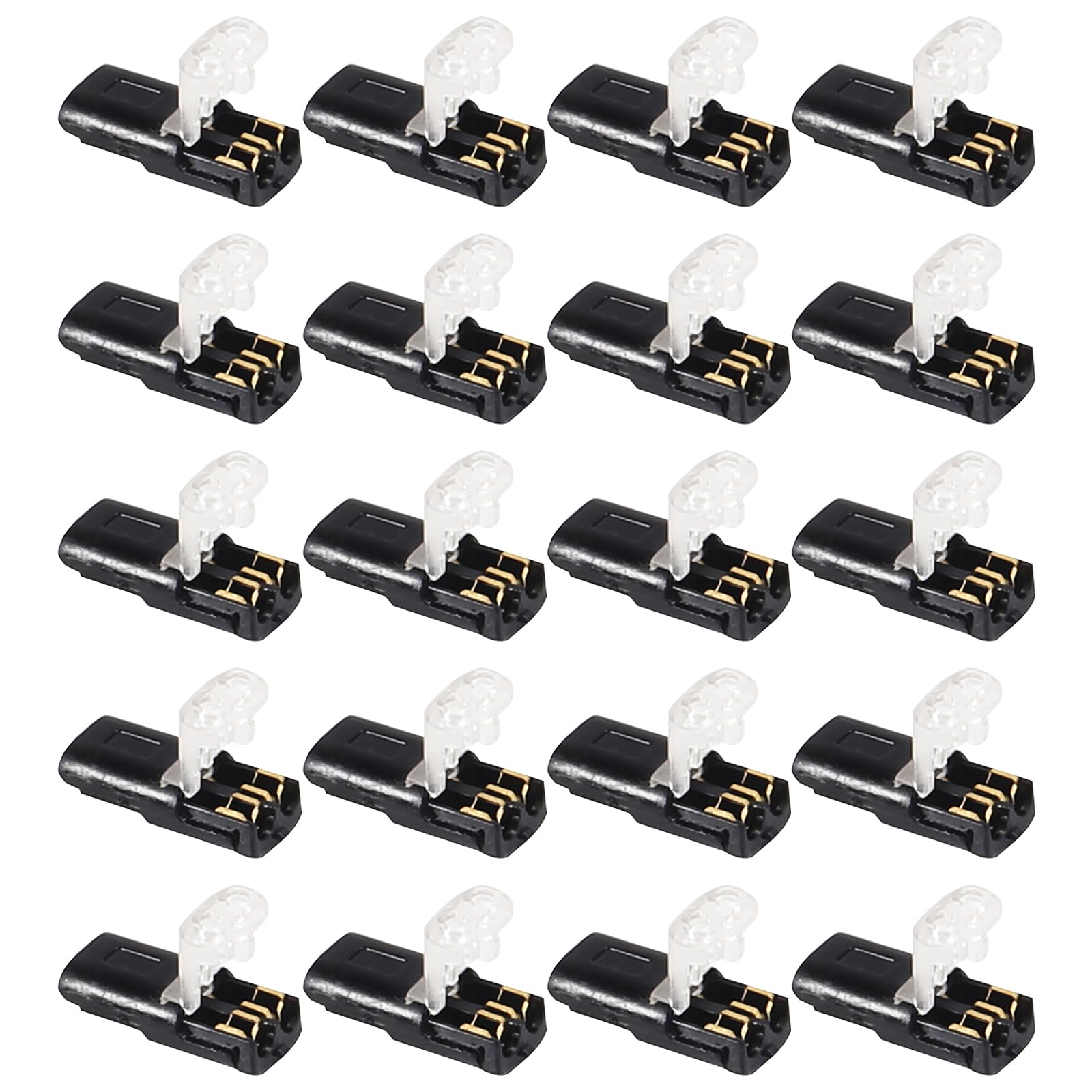 ALAMSCN 20PCS Wire Connectors 2 Pin Low Voltage Wire Connectors Quick Dual Wire Terminal Solderless Without Stripping for 20-22 AWG Electrical Wire Connection