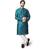 Sojanya (Since 1958) Men'S Jacquard Silk Kurta & Churidaar Pyjama Emerald Green