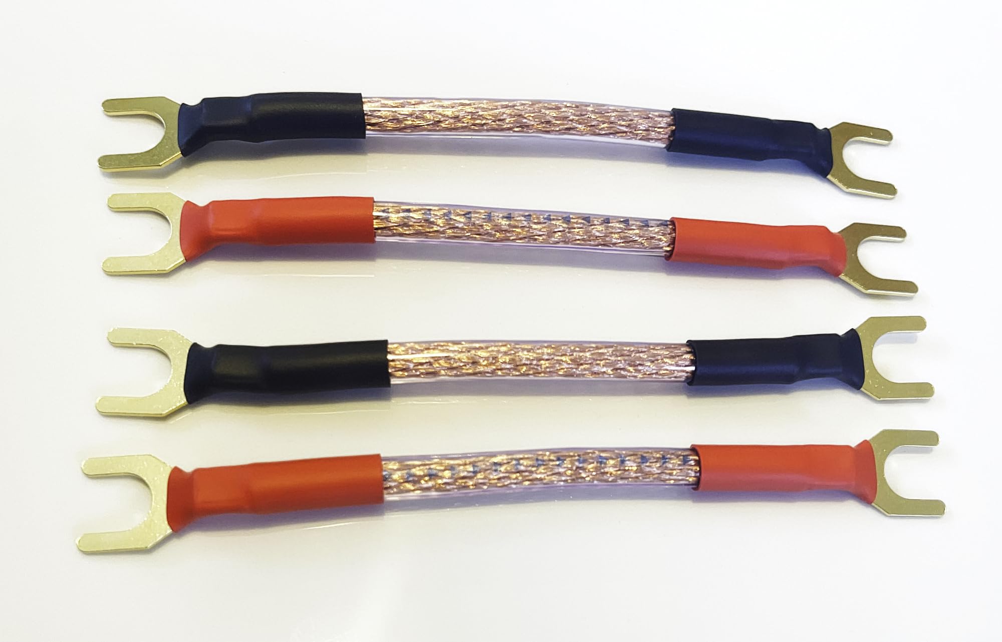 A1 Sound Van Damme Hi-Fi Series 6mm LC-OFC Speaker Cable Jumper Bridging Links 4 x links terminated with Gold plated spade connectors 8 spades in total (10 cm links)