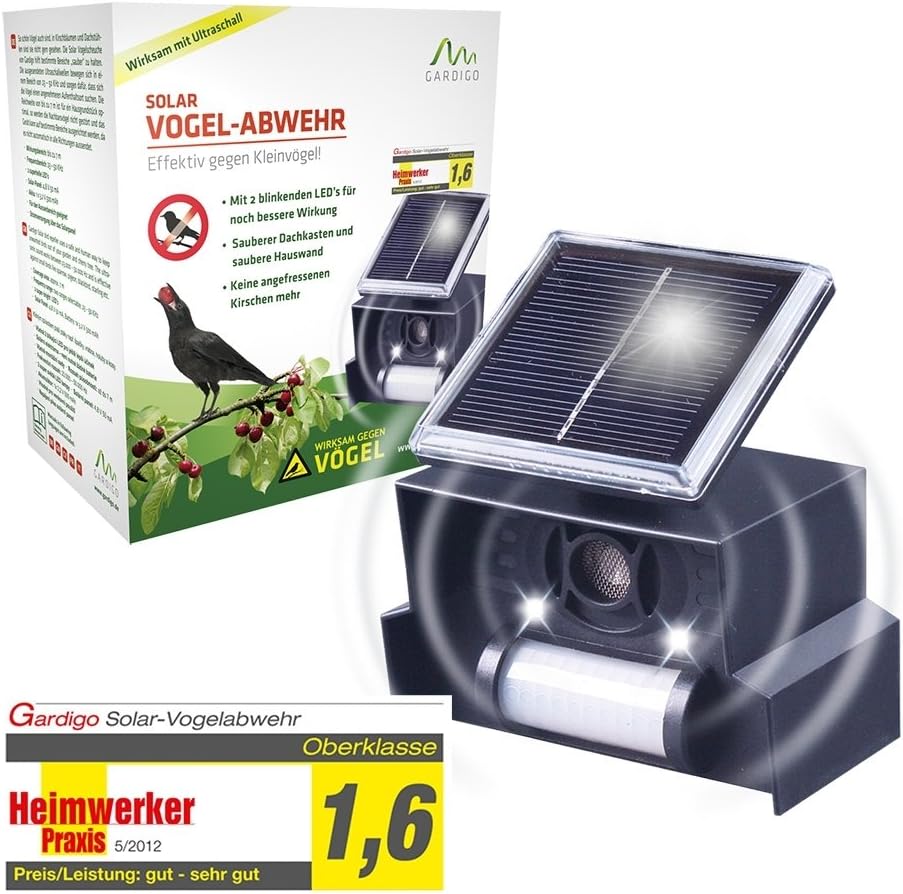 Gardigo Electronic Scarecrow Solar Bird Repeller By Ultrasound Animalfriendly Deterrent Of Birds On Your Ground Amazon Co Uk Garden Outdoors