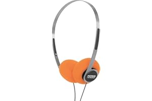 Koss x Retrospekt P/21 Retro On-Ear Headphones, Retro Orange Foam, Adjustable Headband, Wired 3.5mm Plug, Orange Black and Si