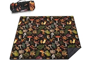 Wruzbxcn Picnic Blankets Waterproof Sandproof Picnic Beach Blanket Foldable Portable Travel Extra Large Vintage Mushroom Camping Blanket for Outdoor Beaches,Parks,Hiking-Mushroom 80" X 80"