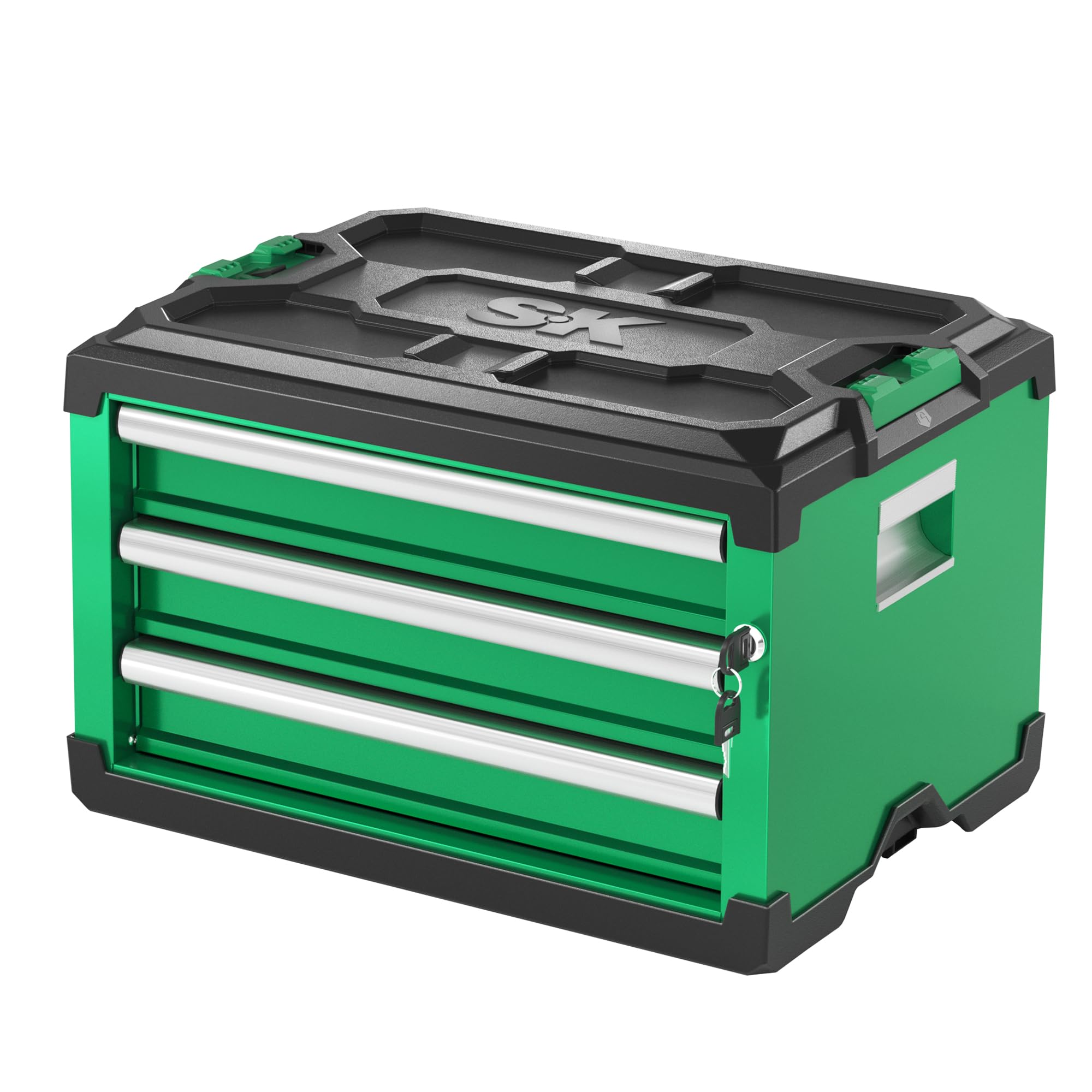 Photo 1 of SK Modular Stackable Storage Tool Box, 20.5 Inch, 3-Drawer Steel Box, Patented Auto-Lock Mechanism, Holds up to 60 Lbs