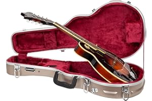 Crossrock ABS Molded Case for F-Style Mandolin | Matte Textured Finish, Plush Interior, Locking Latch, Backpack Straps – Durable Hardshell Protection (CRA862MFCH)