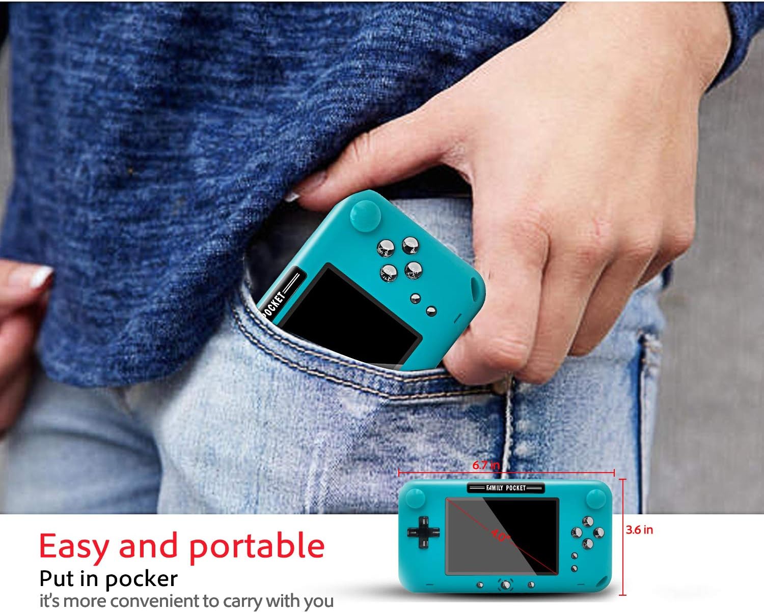 EASEGMER Handheld Game Console, Portable Game Player Built-in 208 Classic Games 4 Inch Retro Gaming System, Support TV/AV 12 Bit Rechargeable Video Game Console, Best Gift for Kids and Adults (Blue): Toys & Games