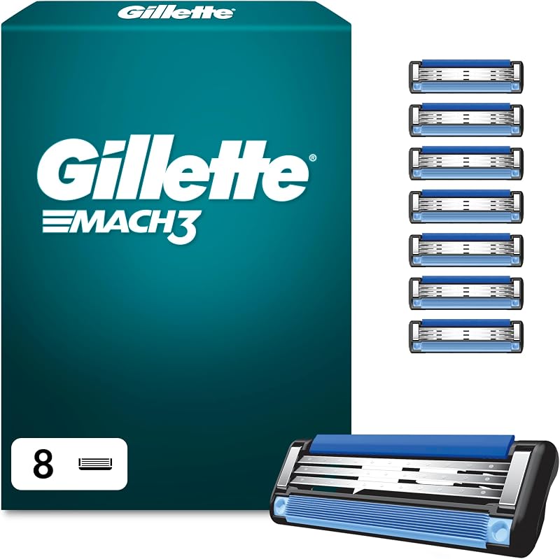 Gillette Mach3 Men's Razor Blades, Pack of 8 Replacement Blades (a embalagem pode variar)