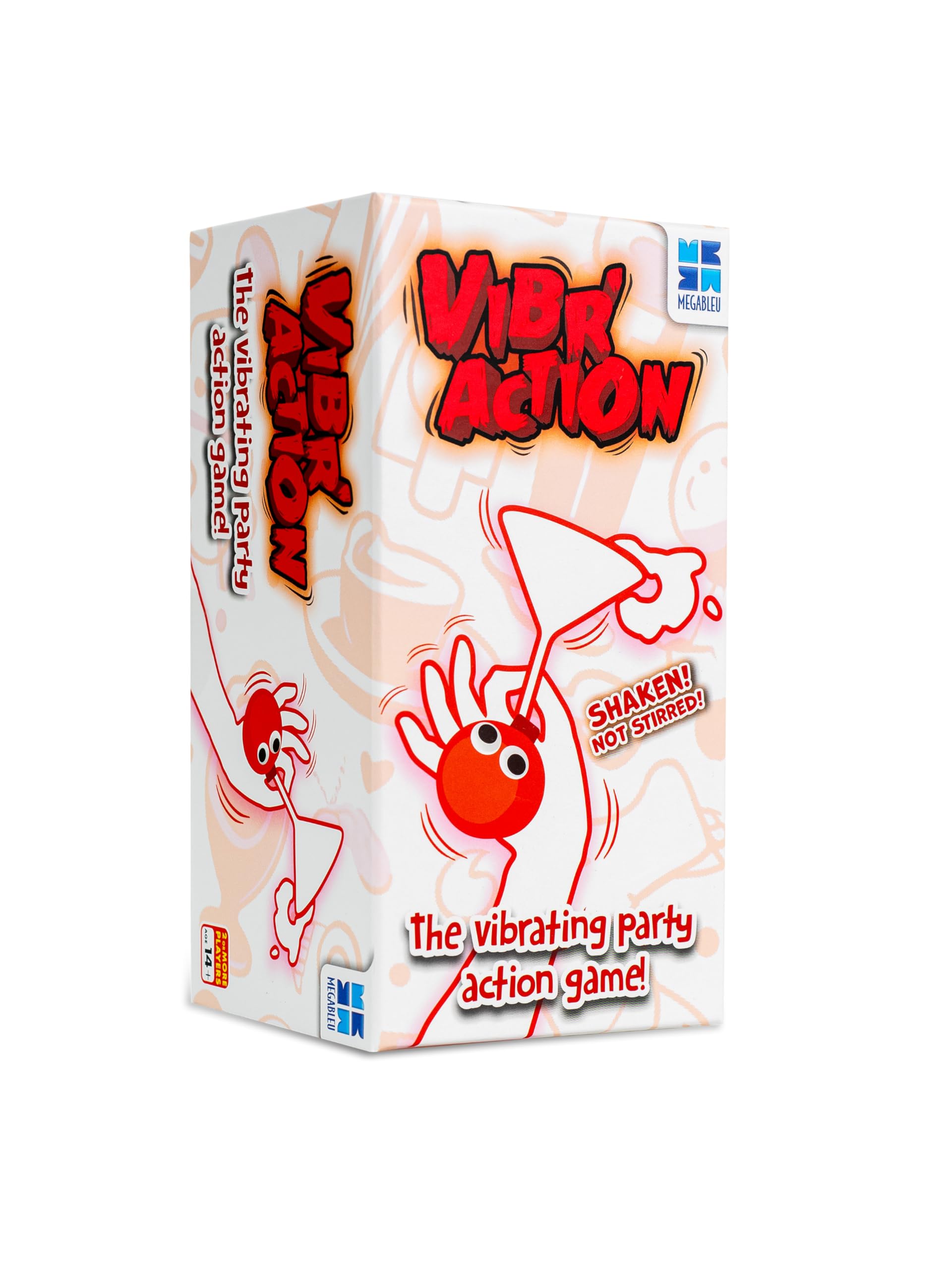 Megableu Vibraction, The Hilarious Vibrating Party Action Game, Shaken Not Stirred, Ideal for Games Night, Ages 14+ for 2 or More Players, Red, White, Orange