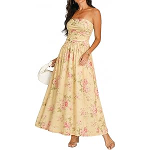 OULESIS Floral Wedding Guest Dresses for Women Mesh Long Flowy Formal Dress | Summer Floral Wedding Guest Maxi Dress for Wome