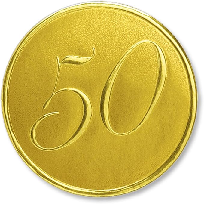 50th Anniversary Embossed Gold Foil Seals, 32 Count