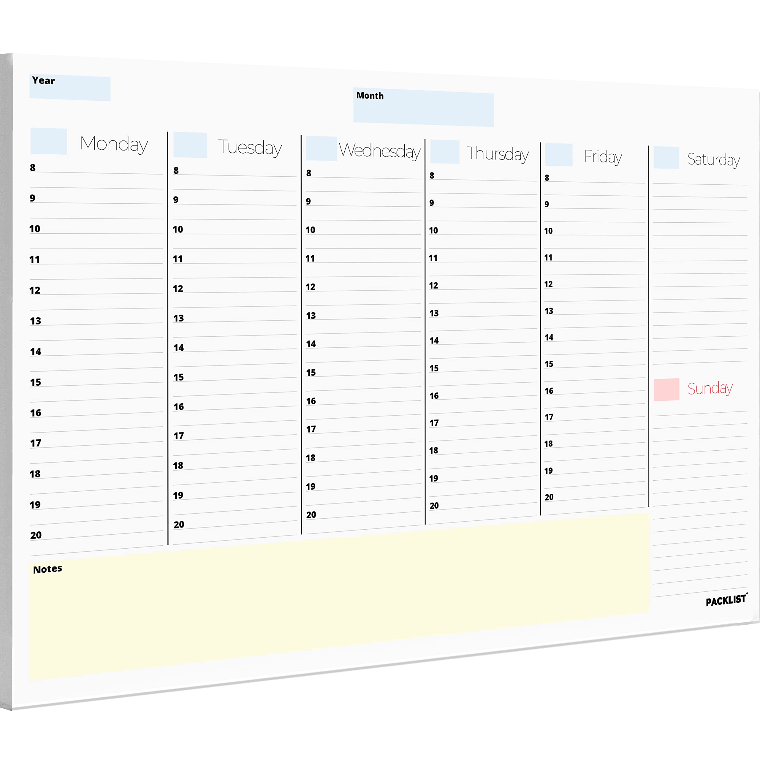 PACKLIST® Weekly Planner Pad A4. Stylish Undated Weekly Organiser, 52 Pages for Home, Study, Work & Family Plans - Minimalistic Timetable Planner & Notes to Stay Organised & to Boost your Productivity — image 1