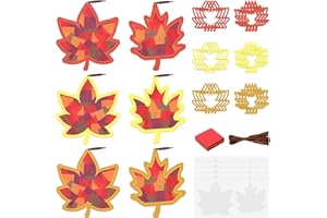 Chiisong 24 Sets Maple Crafts Kit DIY Tissue Paper Sign Crafts for Back to School Fall Harvest Thanksgiving Religious Christian Party Fun Home Actives