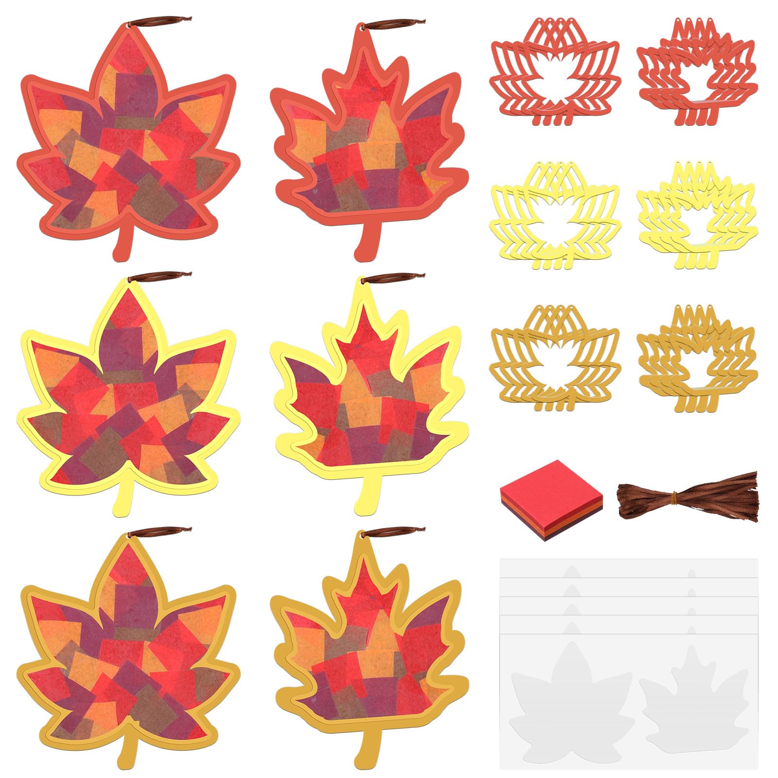 Photo 1 of Chiisong 24 Sets Maple Crafts Kit DIY Tissue Paper Sign Crafts for Back to School Fall Harvest Thanksgiving Religious Christian Party Fun Home Actives