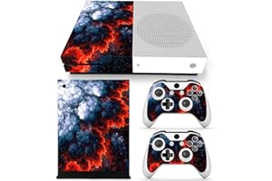 TAIFOND Whole Body Protective Vinyl Skin Decal Cover for Microsoft Xbox One Slim Console, Volcanic Xbox One S Skins Wrap Sticker with Two Free Wireless Controller Decals