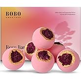 Bath Bombs for Women, Gift Set of 6 Fizzies Luxury Large Size with Real Flowers and Natural Organic Essential Oil, Self Care Gifts for Women, Mon, Daughter, Girlfriend, Kids,Pack of 6 (Rose)
