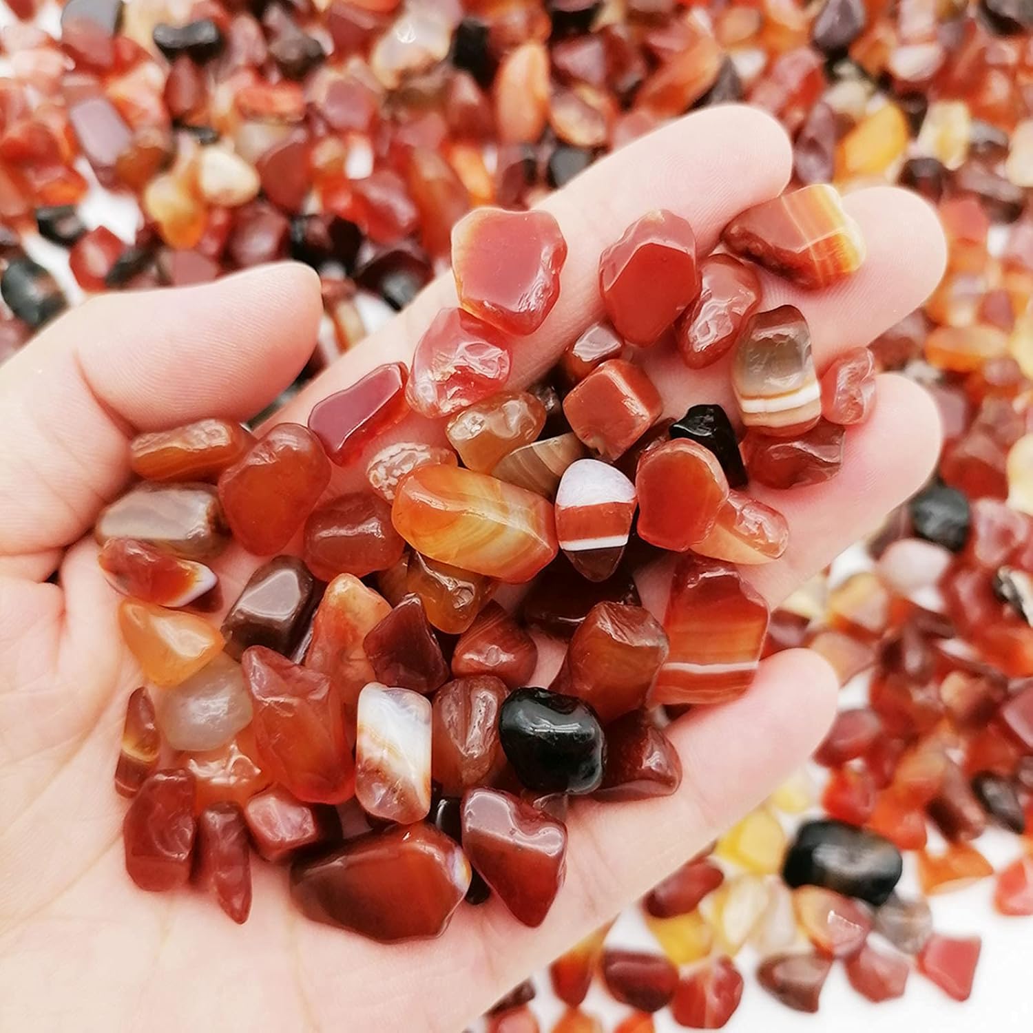 Hardscaping Materials - Qovydx 335g Red Agate Red Quartz Stone Crushed Red Chips Red Tumbled Stones Crushed Red Crystal