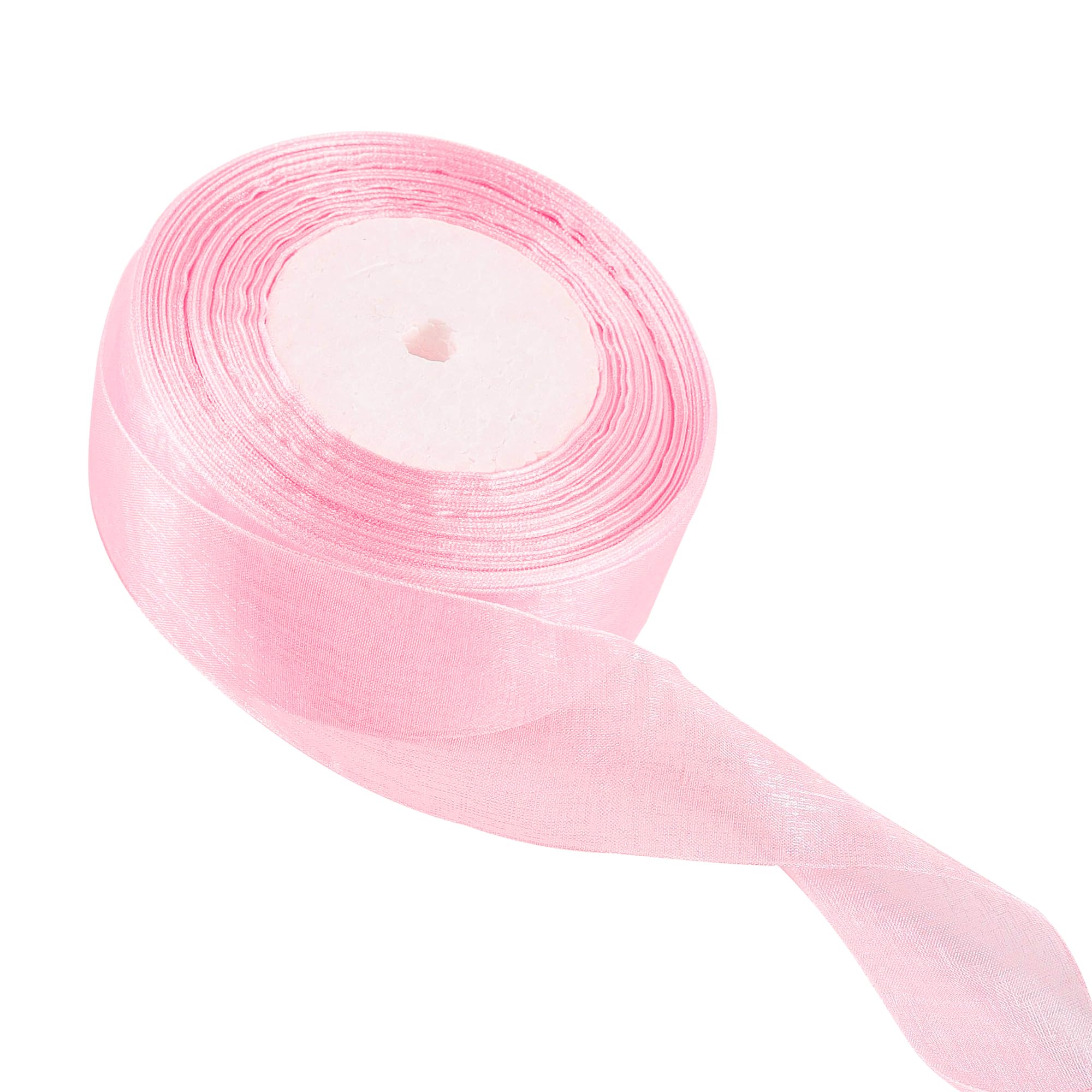 40mm Pink Organza Ribbon for Gift Wrapping & Crafts - Thick Chiffon Ribbon for Weddings, Christmas, DIY Projects