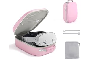 Aubika Carrying Case for Meta Quest 3S/Quest 3/Oculus Quest 2/Pico 4/Quest Pro/Vision Pro, Compatible with Elite/Battery Headset Strap Accessories, Hard Travel Case (Pink)