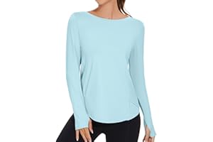 KTILG Women's Long Sleeve UPF 50+ Sun Protection T-Shirts Boat Neck Lightweight Quick Dry Hiking Outdoor Top with Thumb Hole