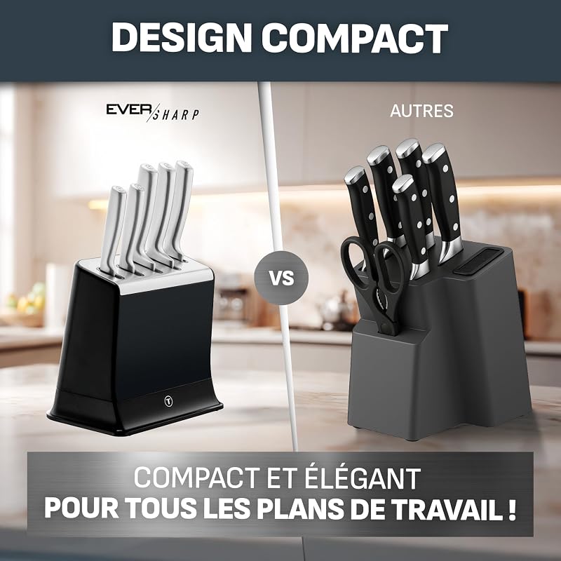 - EverSharp Set de 5 couteaux avec bloc affûteur intégré