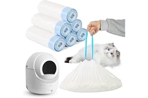 LOOPTIME Cat Litter Bags 120 Count, 21.65"x11.8"Drawstring Close Litter Box Liners for Automatic Cat Litter Box,Cat Poop Bags,Easy to Clean,Heavy Duty Litter Robot Bags,Thick Litter Bags for Self-Cleaning Box