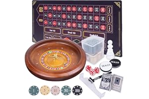 EXTGUDS Wooden Roulette Wheel Set,20 Inch Solid Wood Roulette Wheel With Retractable Chip Rake，200 Chips, Roulette Marker, 2 Decks of Cards, 3 Dices,1 Dealer Button Win Marker, 6 Roulette Balls, 1 Storage Bag