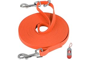 LANWANDENG Waterproof Long Leash for Dogs Training 16FT/30FT/50FT, Long Dog Leash Heavy Duty Lead for Large Medium Small Dogs Outside Walking, Playing, Camping, or Yard(Orange 30FT)