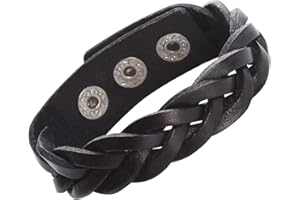 CCBFY Genuine Leather Bracelet Braided Sporty Wide Wristband Punk Jewelry for Men Women