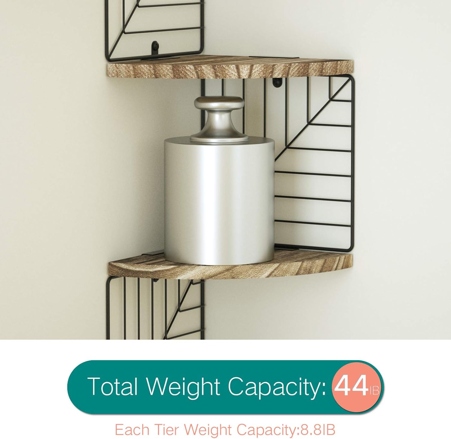 Love-KANKEI Corner Shelf Wall Mount of 5 Tier Rustic Wood Floating Shelves Wall Shelves for Bedroom Living Room Bathroom Kitchen Office and More Carbonized Black: Home & Kitchen