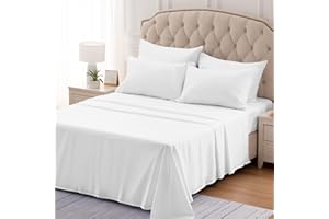 SLEEP ZONE® Nanotex® Super Soft Cooling Kids Bed Sheets Set Twin XL 3 Piece - Easy Care Fitted Flat Sheet & Pillowcase Sets - Wrinkle Free, Fade Resistant, Deep Pocket 16" (White, Twin XL)