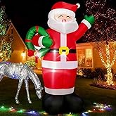 Christmas Decorations Outdoor Inflatables 5FT Santa Claus Holding Garland Inflatable Yard Decor with Build-in LEDs Blow Up for Christmas Party Indoor Outdoor Yard Garden Lawn Patio