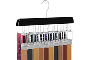 TOPIA HANGER 20 Hooks Belt Tie Hanger Space Saving for Closet, 2 IN 1 Belt Ties Racks Max 30 Belts with 30 Ties Capacity, Curved with Flat Hooks for Belts,Ties,Bras,Closet Organizers and Storage CT69B