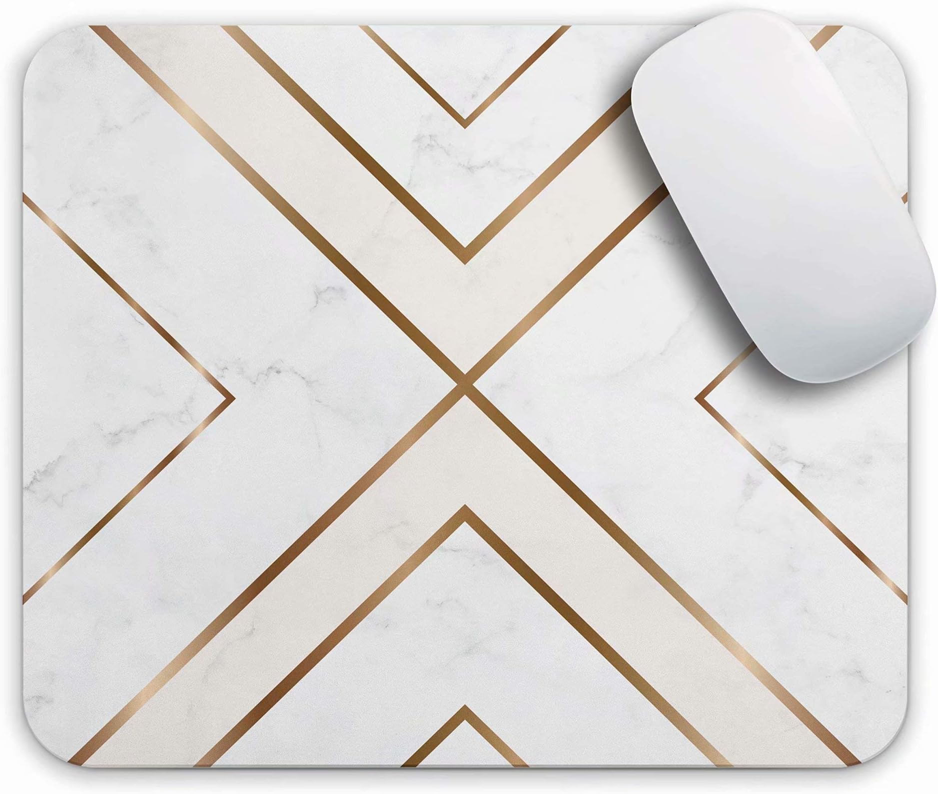 Mouse Pad White Chic Pattern Cute Desk Mousepad Non-Slip Rubber Custom Computer Accessories Gaming Mouse Pad Rectangle Mouse Pads for Home and Office Work