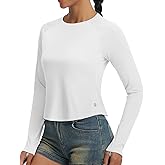 baleaf Women's UPF 50+ Long Sleeve Sun Shirts Crop Rash Guard UV Workout Tops SPF Slim Fit Lightweight Athletic Hiking