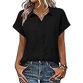 Zeagoo Womens Tops Short Sleeve Shirts Button Down Casual Blouses V Neck Outfits Summer Spring Clothes 2026