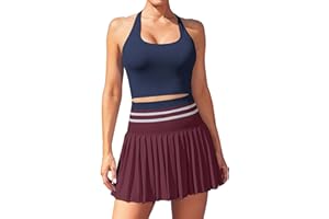 ATTRACO 2 Piece Tennis Dresses for Women High Waisted Pleated Skirt Sets Seamless Colorblock Golf Outfits