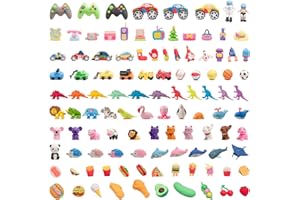 CLOCK KING 110pcs 3D Cute Kids Erasers, Random Desktop Pet Toys Gifts, Classroom Rewards Kids Party Gifts, Various Styles Such as Animals, Food, Plants, Space, Princess, Sports, Halloween, Christmas