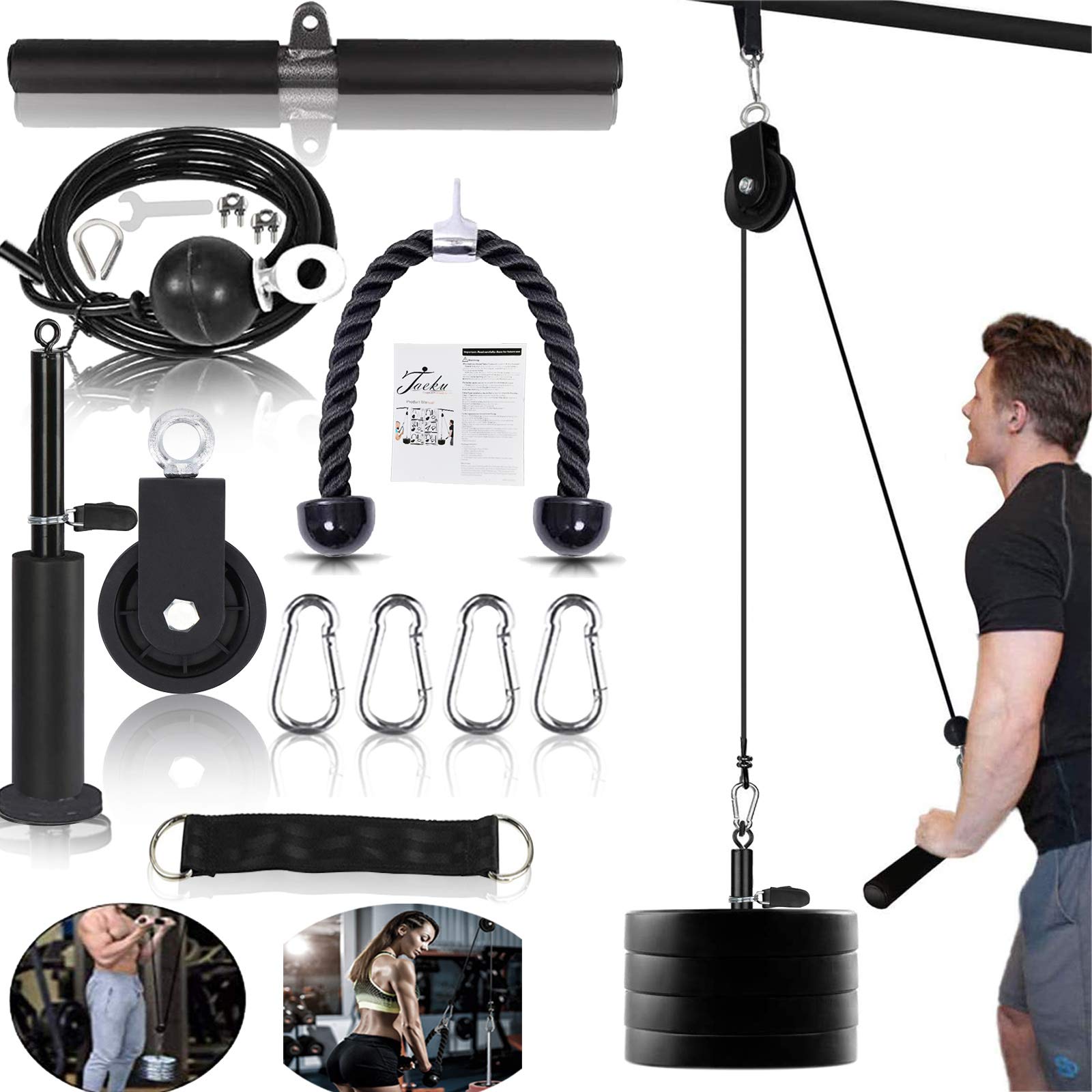 Taeku Cable Pulley System, Professional Gym Equipment Attachments Lat Pull Down Weight Fitness for Triceps Biceps Curl Underarm Shoulder (2.5m Cable Taeku Cable Pulley System, Professional Gym Equipment Attachments Lat Pull Down Weight Fitness for Triceps Biceps Curl Underarm Shoulder (2.5m Cable