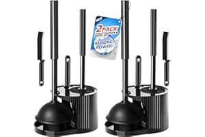 FORASTO 2Pack 3 in 1 Toilet Brush and Plunger Set,Toilet Bowl Brush Plunger Set,Toilet Brush Plunger Combo,Cleaning Brush,Cleaning Supplies, Crevice Cleaning Brush, Bathroom Cleaning Tools