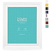 LaVie Home 8x10 Picture Frames (1 Pack, Distressed White) Rustic Photo Frame Set with Tempered Glass for Wall Mount & Table Top Display