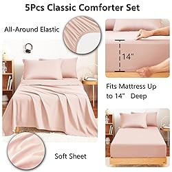 CozyLux Twin Comforter Set with Sheets Blush Pink