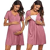 Ekouaer Labor and Delivery Gown, Nursing Nightgown, Maternity Nightgowns for Hospital Short Breastfeeding Nightgown S-XXL