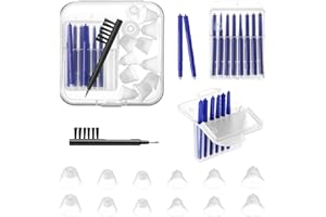 Wovnet Hearing Amplifier Cleaning Tools, Compatible with Audien Hearing Aid Kit Includes 6 Sizes Silicone Dome, Cleaning Brush with Screwdriver Wax Guards Filter and Carrying Case (9 Pcs)