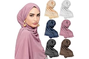6 Pcs Instant Hijab Jersey Hijabs for Women Muslim Head Scarf Lightweight Long Soft Hijab Shawl Stretch Scarf Wrap