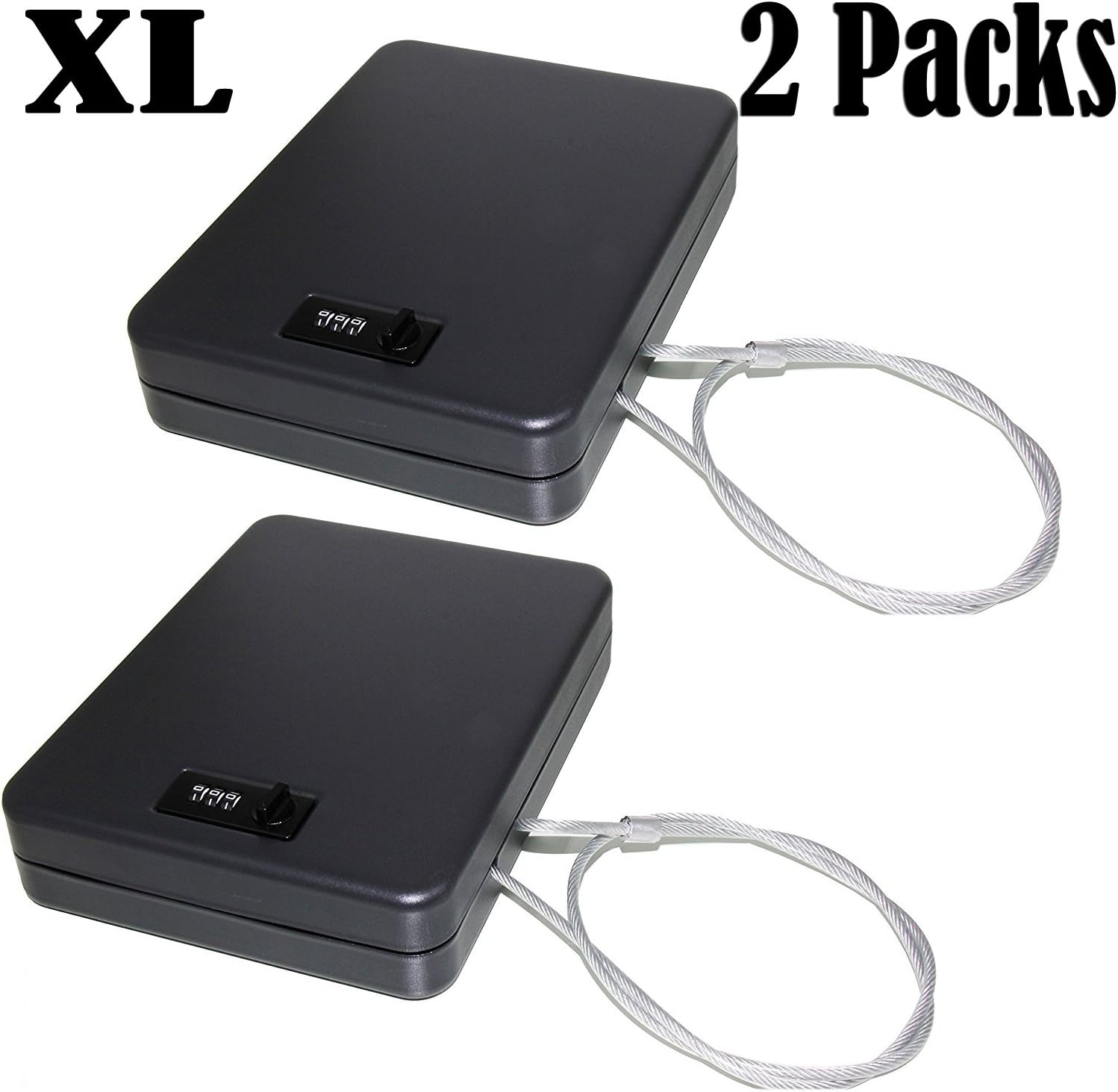 Pack of 2 X-Large Size Handgun Safe Vault Security Pistol Safety Case Combination Lock Box (Combo XL /2PCS)